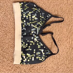 Nike Black and Yellow Pixel Pattern Bra